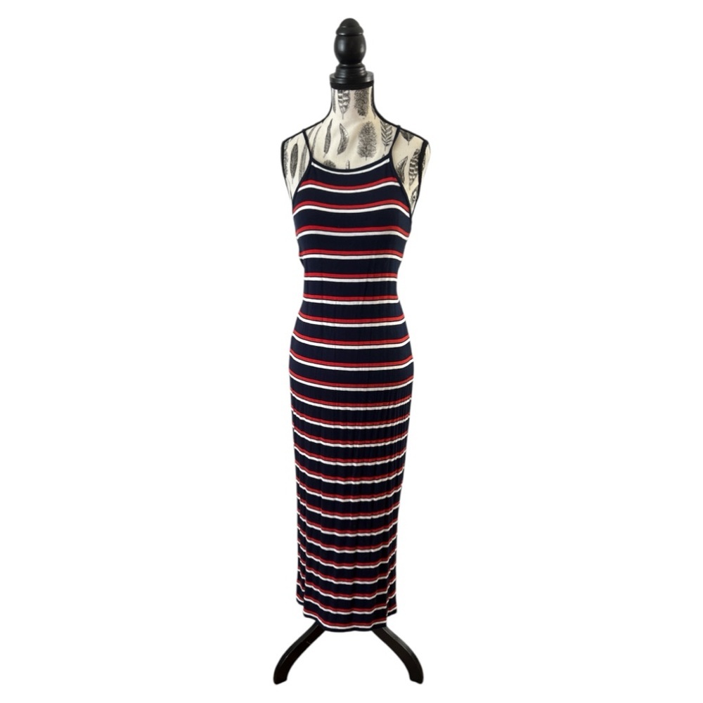 Dark Blue, Red and White Maxi Dress